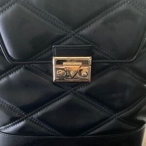 Michael Kors Black Quilted Backpack with Gold Accents